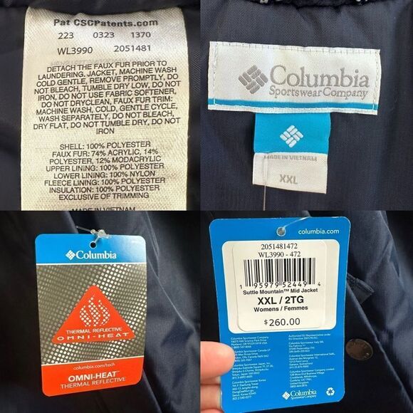 COLUMBIA Winter Snow Insulated Suttle Mountain Mid Jacket Coat Parka Size XXL - Picture 12 of 15
